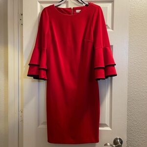 Calvin Klein Red dress with bell sleeves